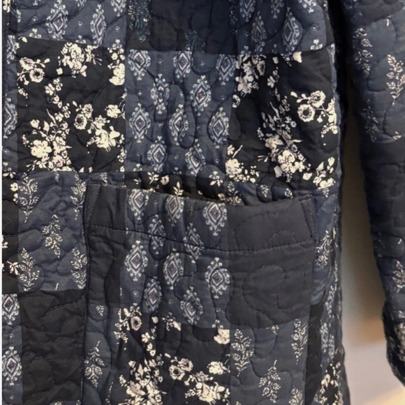 Style & Co Women’s Plaid Quilted Coat Sz X-Large Navy/White - Picture 2 of 6